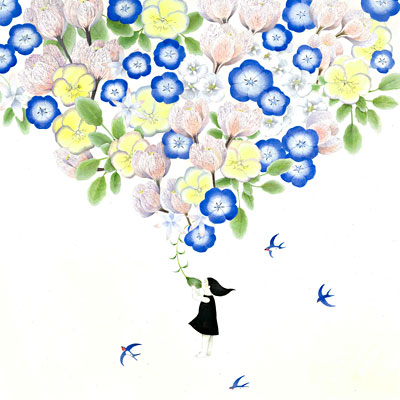 斉藤　知子が描く花と少女